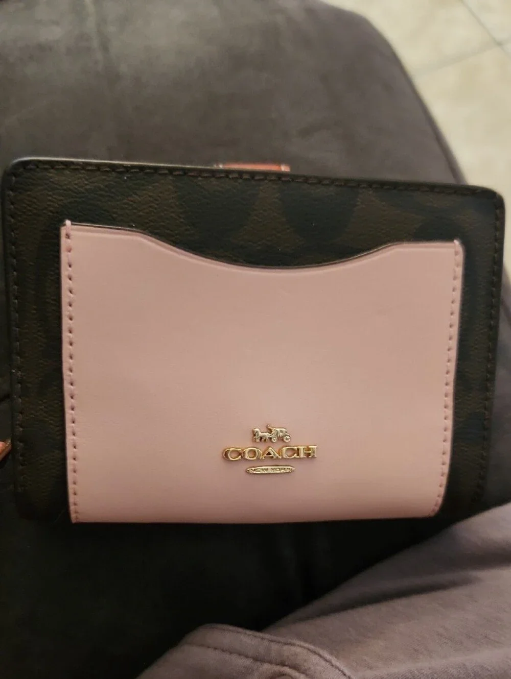 Coach Pink Front Pocket Signature Compact Wallet